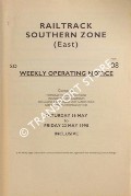 Book cover of Weekly Operating Notice containing Temporary Speed Restrictions, Engineering Arrangements, Signalling & Permanent Way Alterations, General Instructions and Notices, 16 to 22 May 1998 by Railtrack Southern (East)